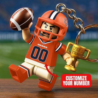 CHI Premium NFL Lego No. 1 Team Personalized Key Chain DDT NTL