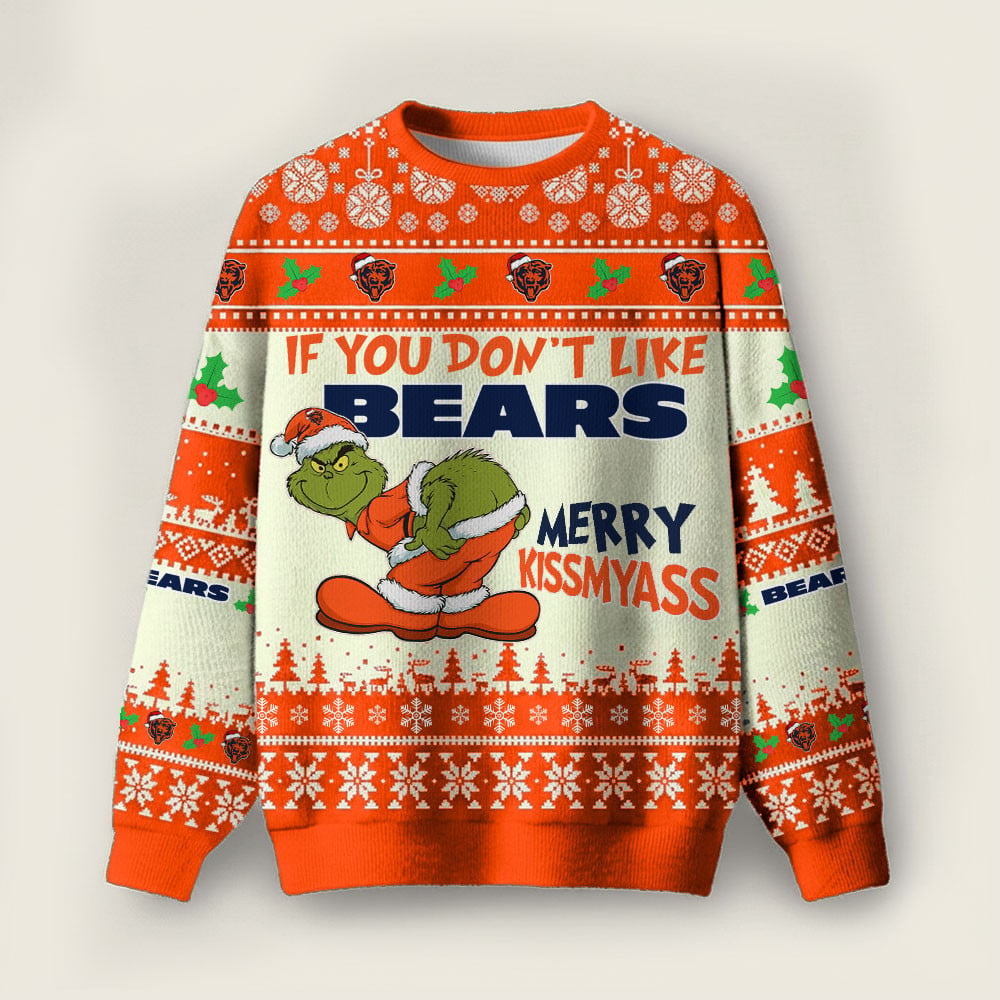 CHI Premium NFL Merry Kissmyass Ugly Sweater DDT CTND