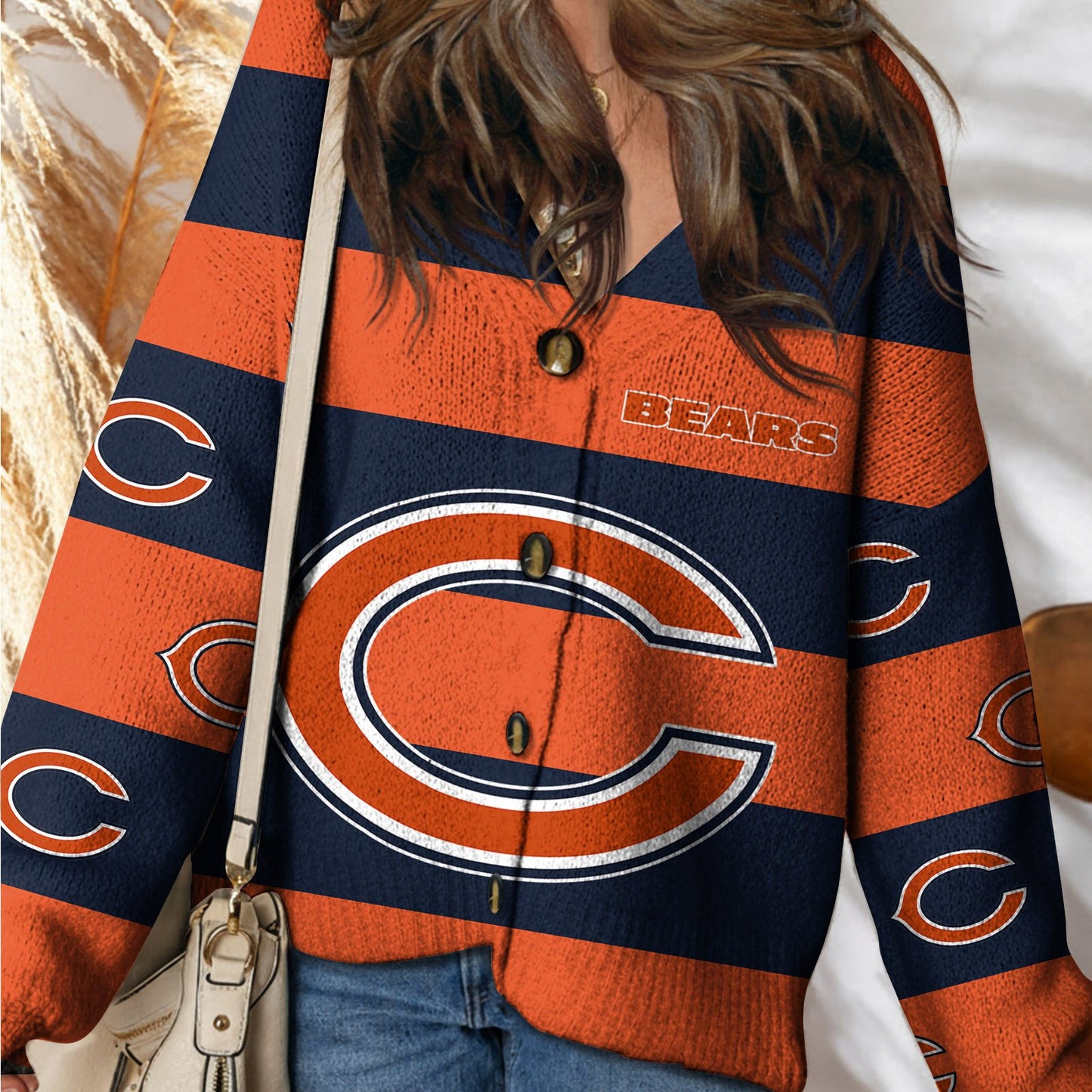 CHI x NFL Cardigan Sweatshirt With Button  DatND DVT