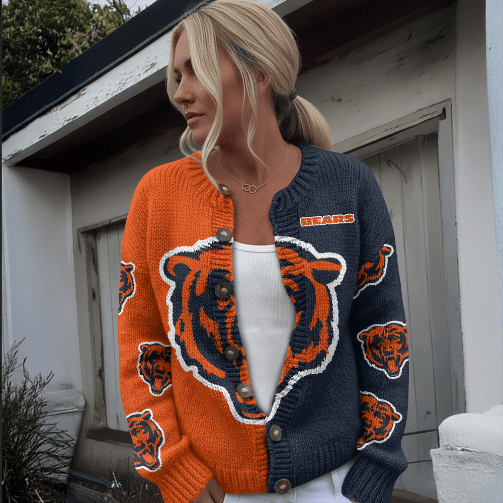 CHI x NFL Cardigan Sweatshirt With Button v1  DatND DVT