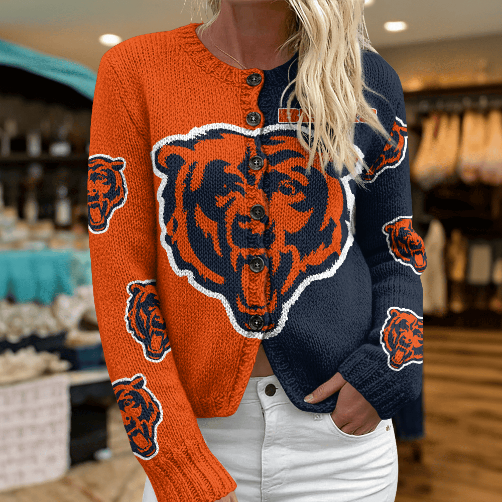 CHI x NFL Cardigan Sweatshirt With Button v1  DatND DVT