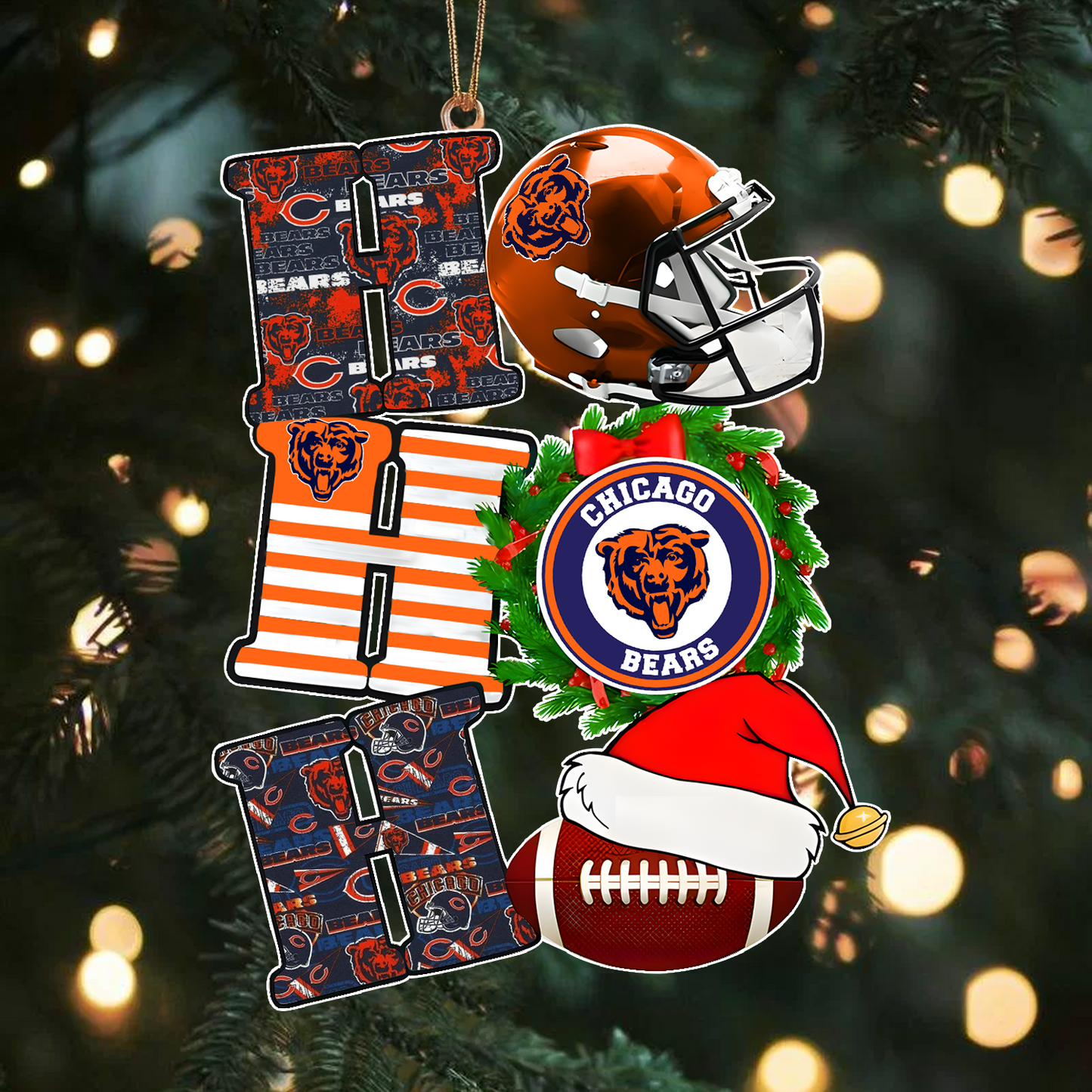 CHI x NFL Christmas Ho Ho Ho Ornament 0101 DatND ThuongNH