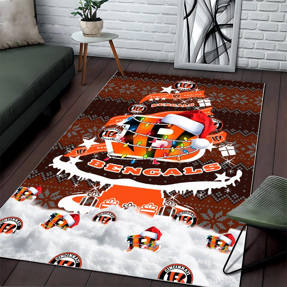 CIN NFL Chrismas Carpet Rug DDT NTL