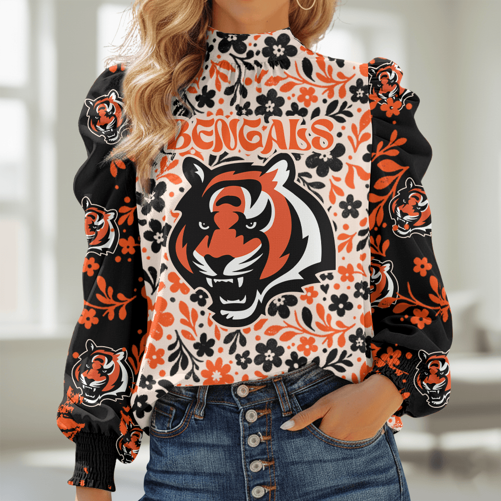 CIN NFL Women Puff Sleeve Blouse DDT NTL