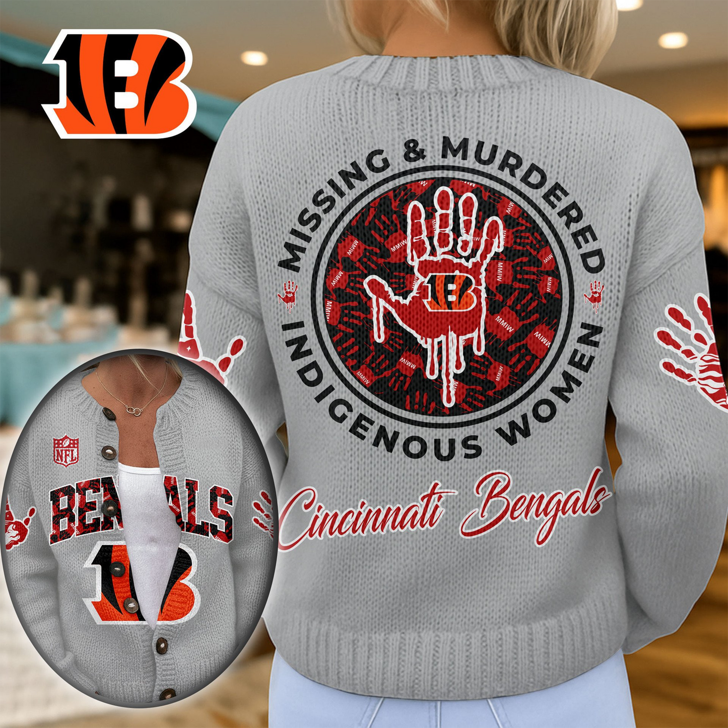 CIN Premium NFL Cozy Knit Cardigan DDT NTL