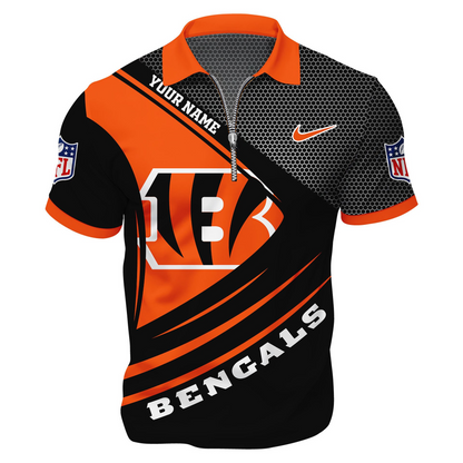 CIN Premium NFL Game Day Polo With Zipper Shirt DDT NTL