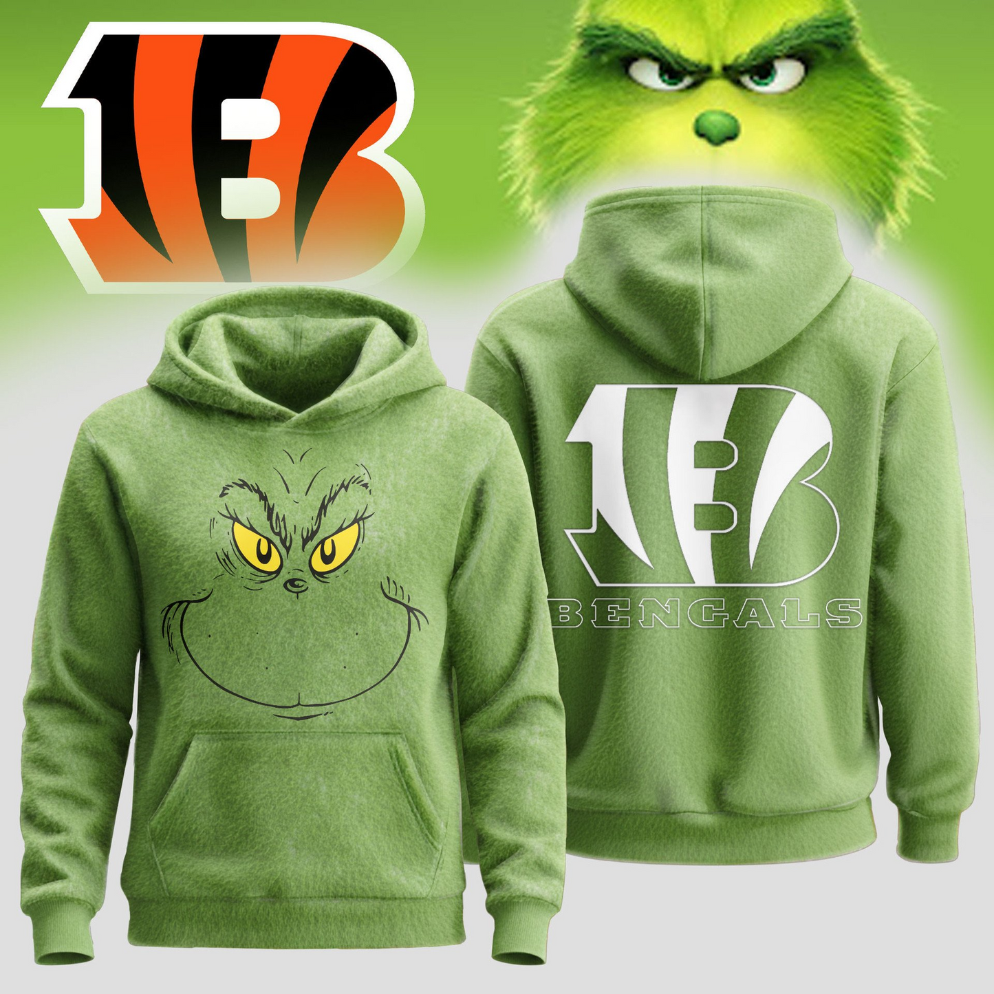 CIN Premium NFL Grinch Christmas Hoodie DDT CTND