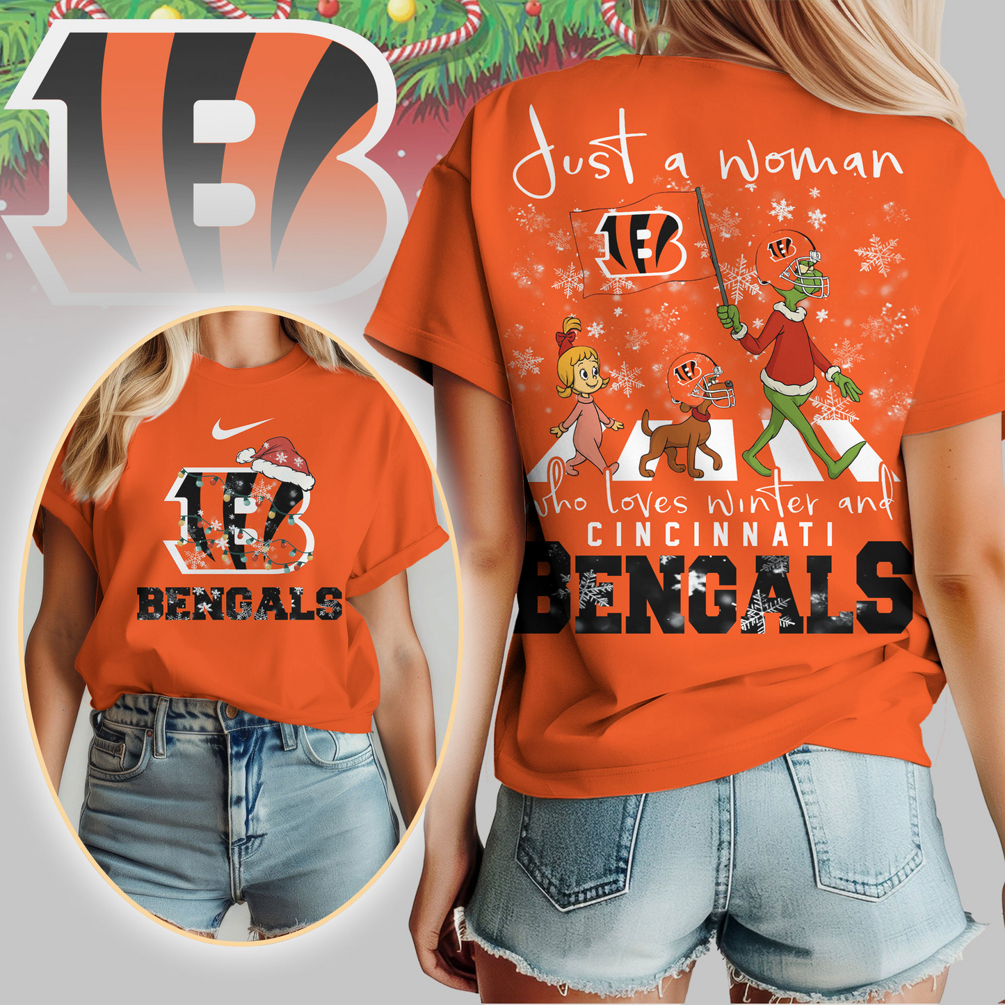CIN Premium NFL Just A Woman Who Loves Winter 3D Shirt DDT CTND