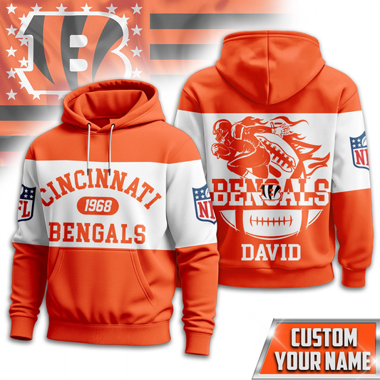 CIN Premium NFL Touchdown Spirit Personalized Hoodie DDT CTND
