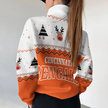 CIN X NFL Women's Outdoor Casual Stand Collar Long Sleeve Pullover DATND THUONGNH