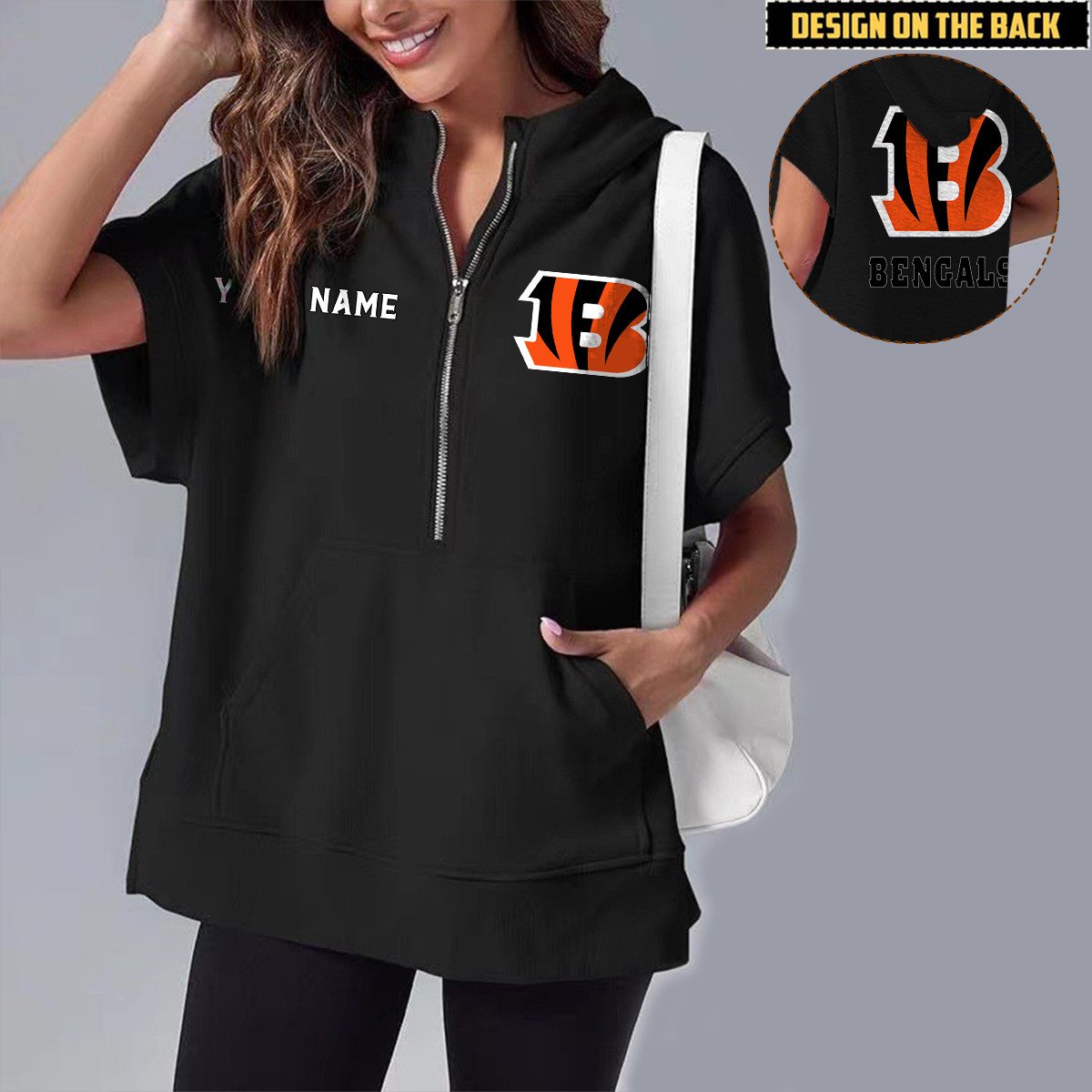 CIN x NFL Short Sleeve Zip Hoodie DATND TANTD