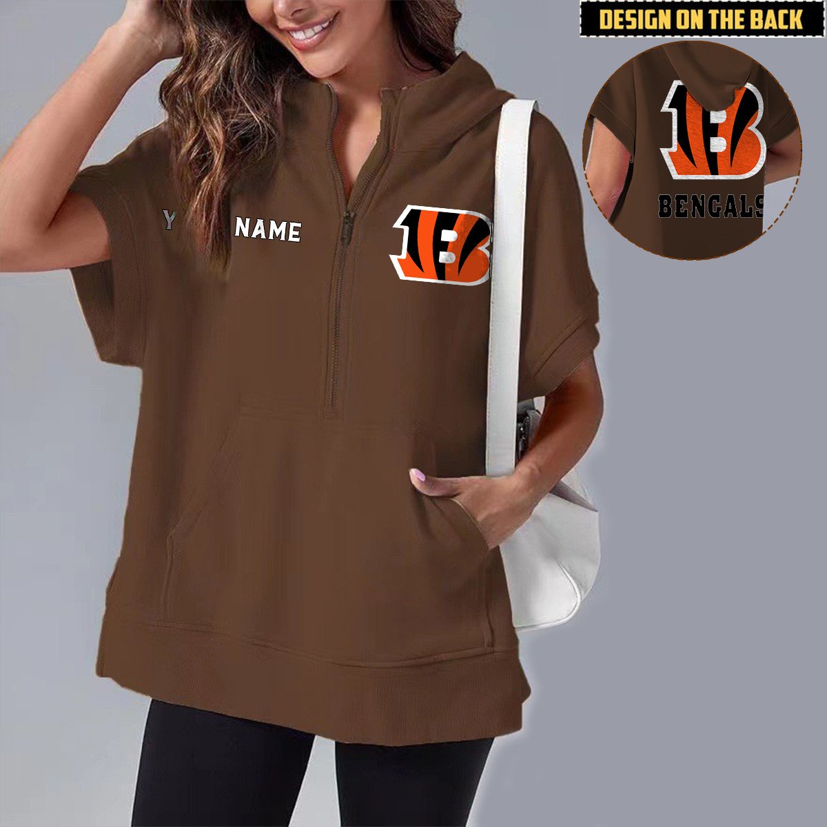 CIN x NFL Short Sleeve Zip Hoodie DATND TANTD