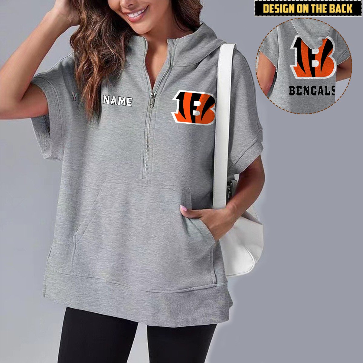 CIN x NFL Short Sleeve Zip Hoodie DATND TANTD