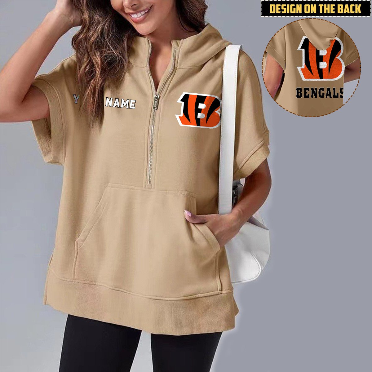 CIN x NFL Short Sleeve Zip Hoodie DATND TANTD