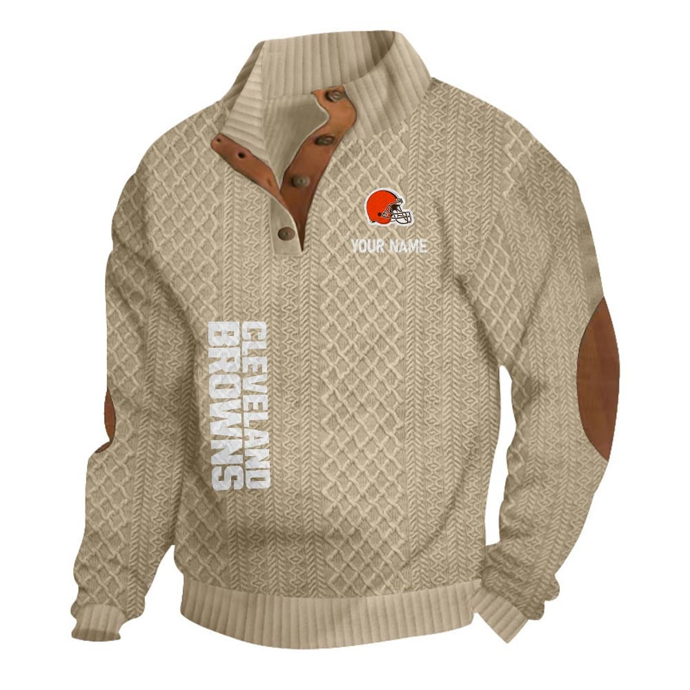 CLE NFL Basic Knitted Stand Collar Sweatshirt DDT CTND