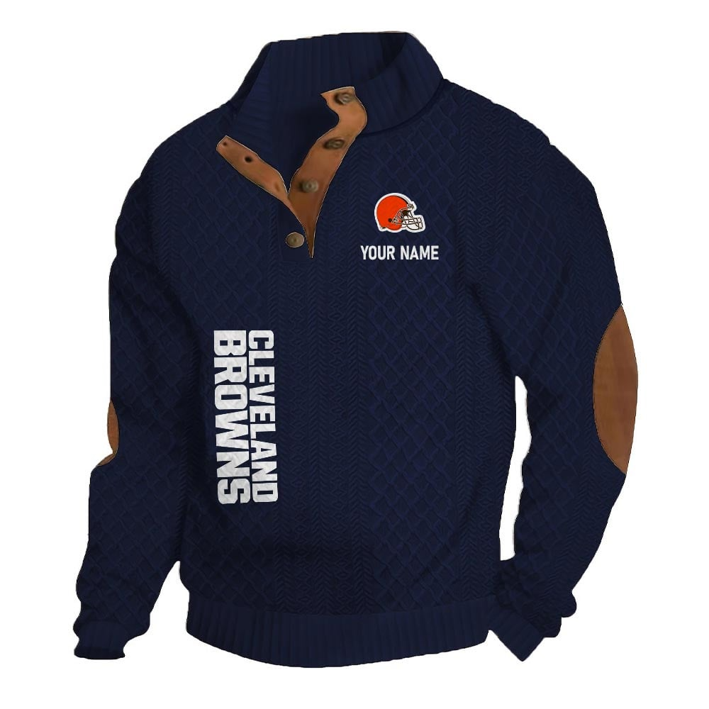 CLE NFL Basic Knitted Stand Collar Sweatshirt DDT CTND