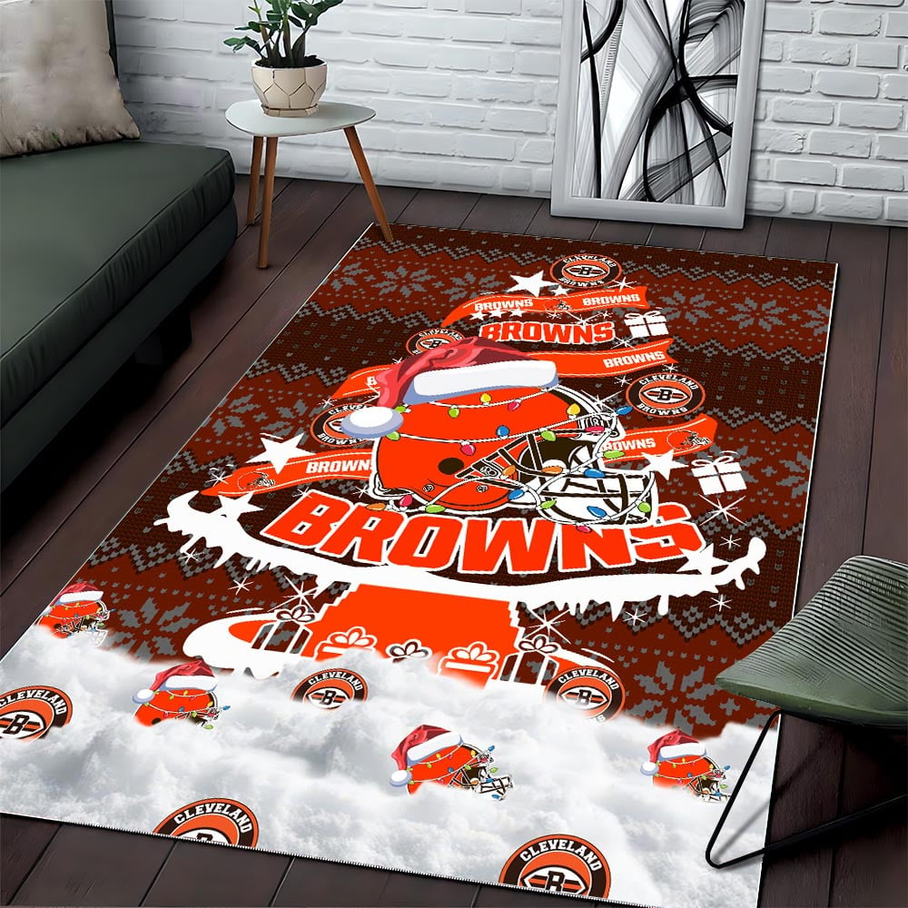 CLE NFL Chrismas Carpet Rug DDT NTL