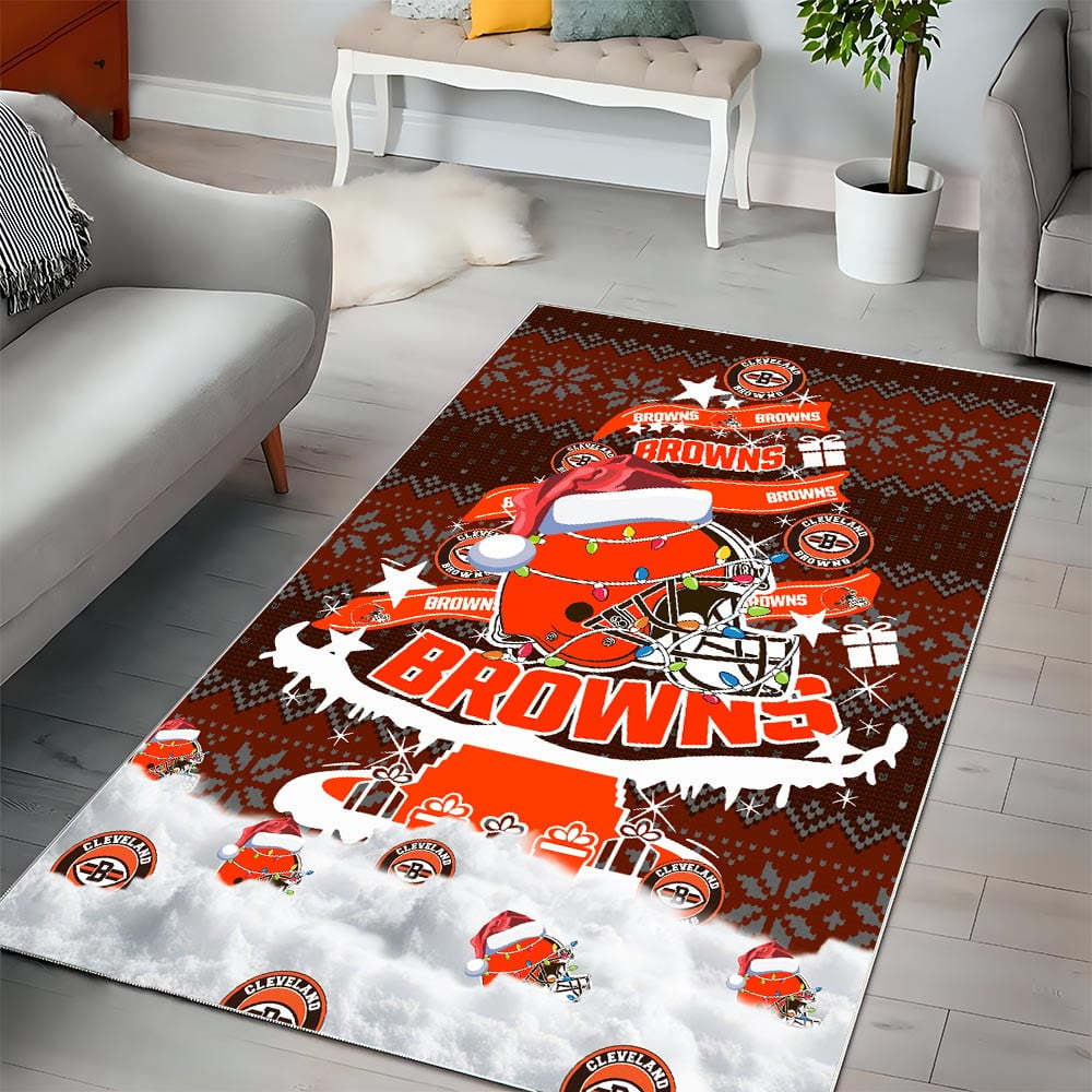 CLE NFL Chrismas Carpet Rug DDT NTL