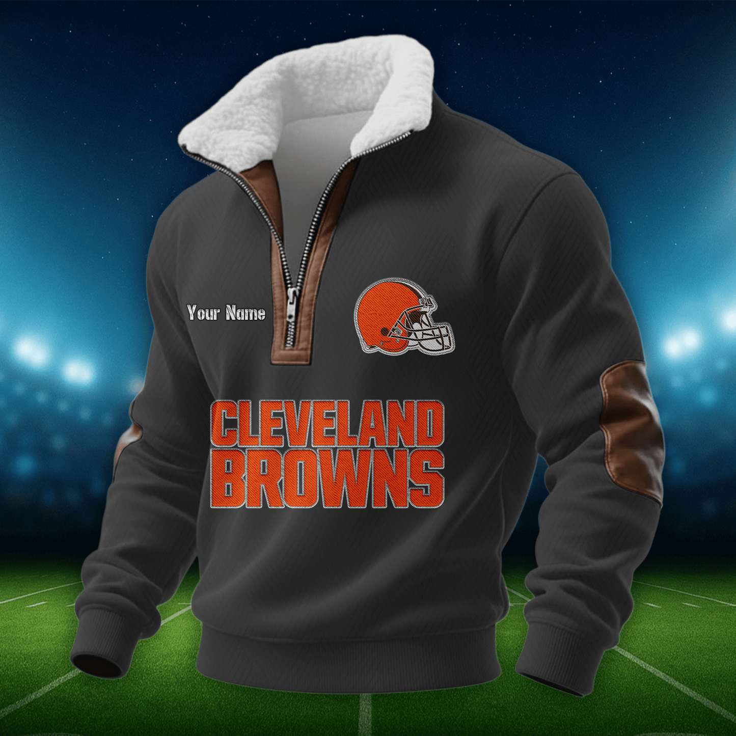 CLE NFL Men Fur Collar Sweatshirt DDT CTND