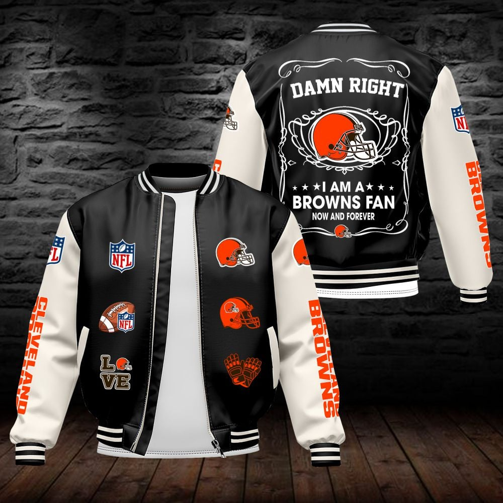 CLE NFL Premium Leather Bomber Jacket DDT HLPHUONG