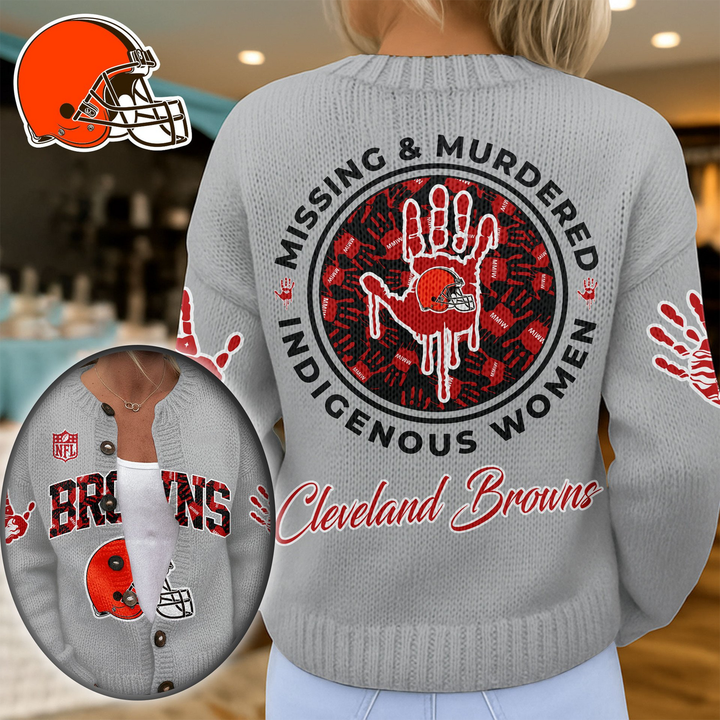 CLE Premium NFL Cozy Knit Cardigan DDT NTL