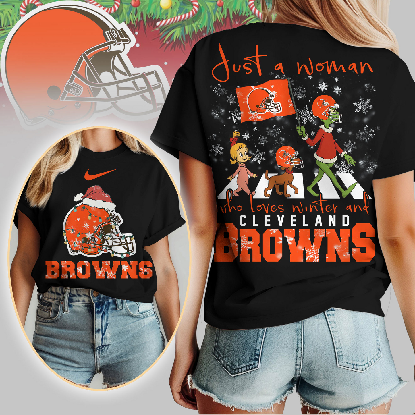 CLE Premium NFL Just A Woman Who Loves Winter 3D Shirt DDT CTND