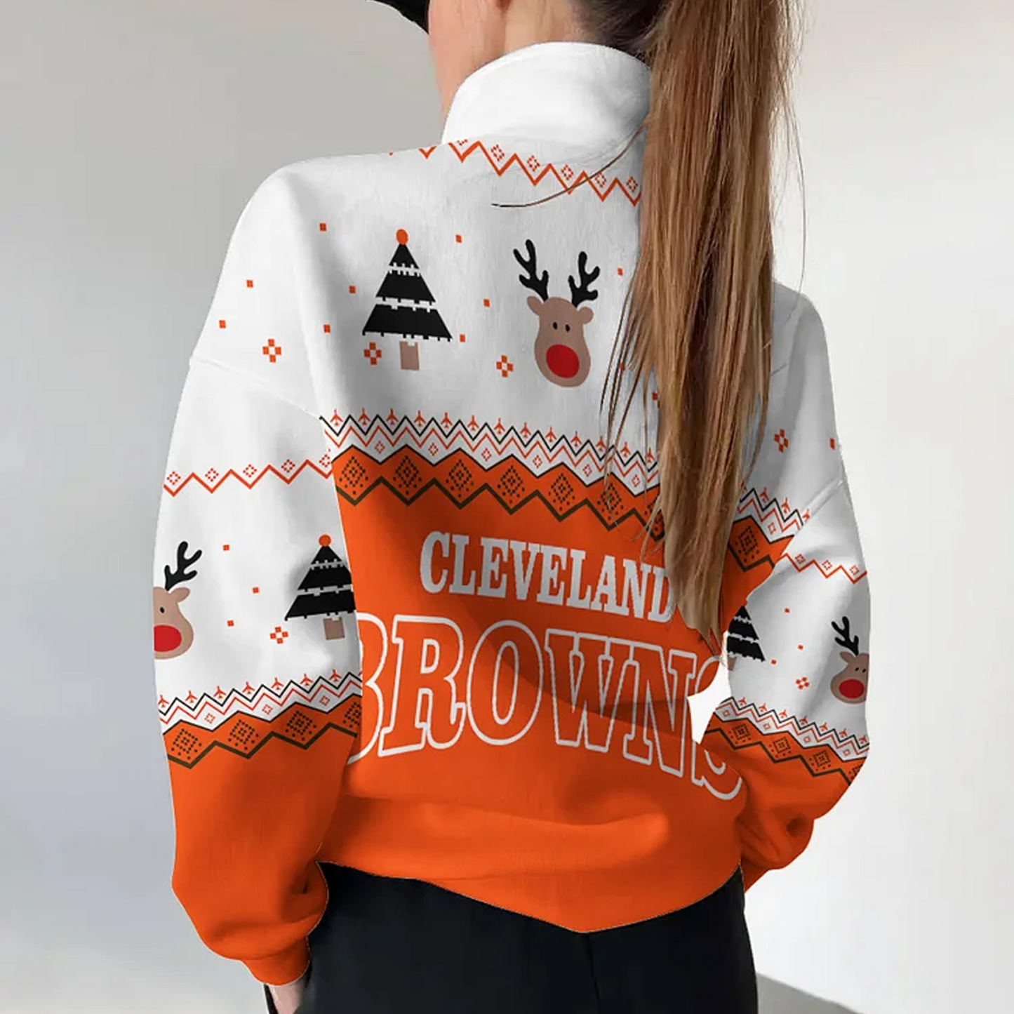CLE X NFL Women's Outdoor Casual Stand Collar Long Sleeve Pullover DATND THUONGNH