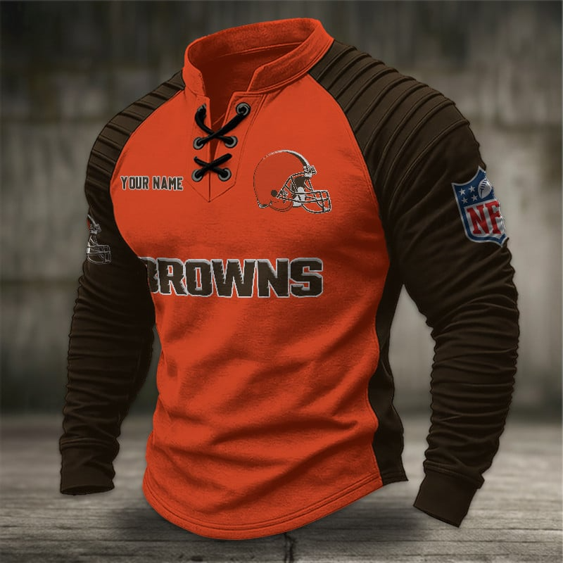 CLE x NFL Men Stand Collar Long Sleeve Top DDT  CTND