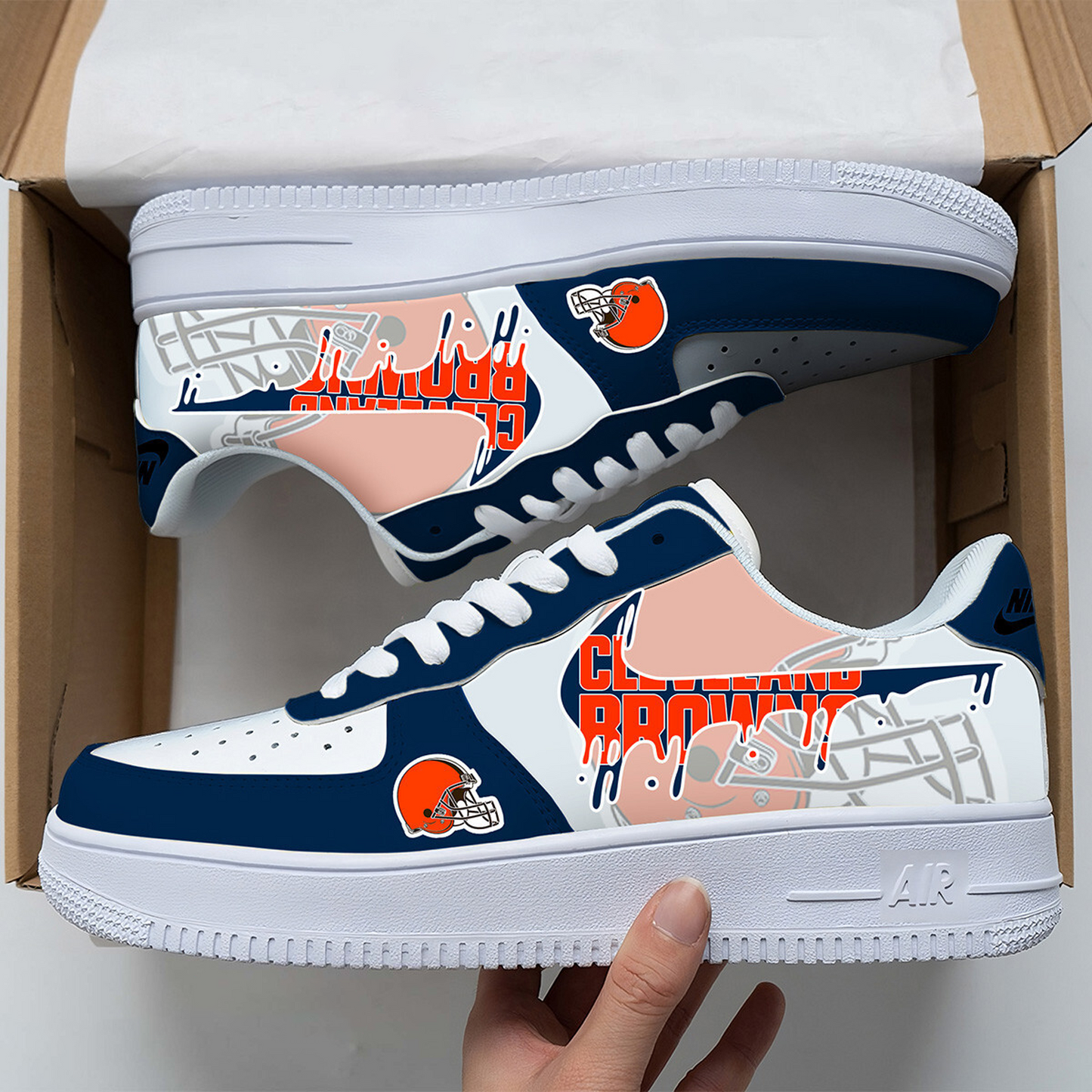 CLE x NFL Team Logo Fan Air Force 1 Shoes DATND TANTD