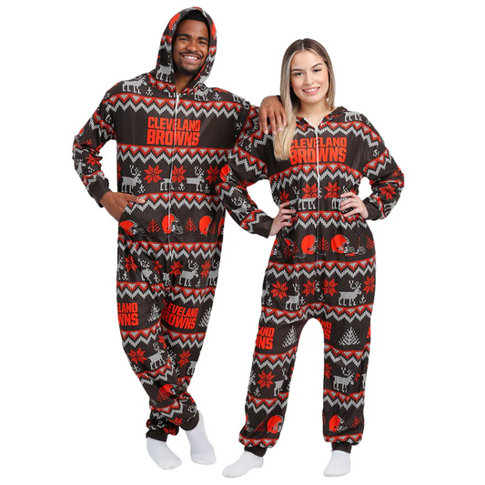 CLE x NFL Ugly Pattern One Piece Pajamas DATND TANTD