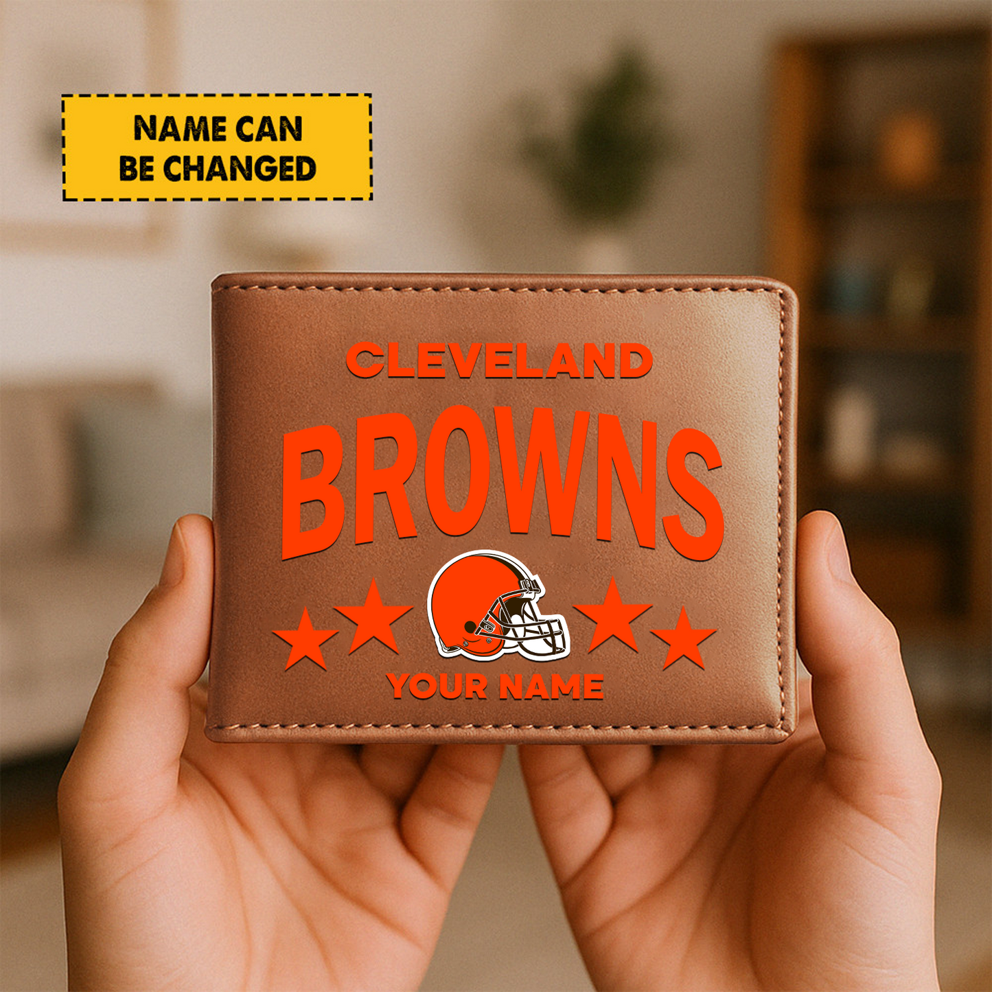 CLE Football Leather Man Black Brown Wallet Personalized Any Name DATND TANTD