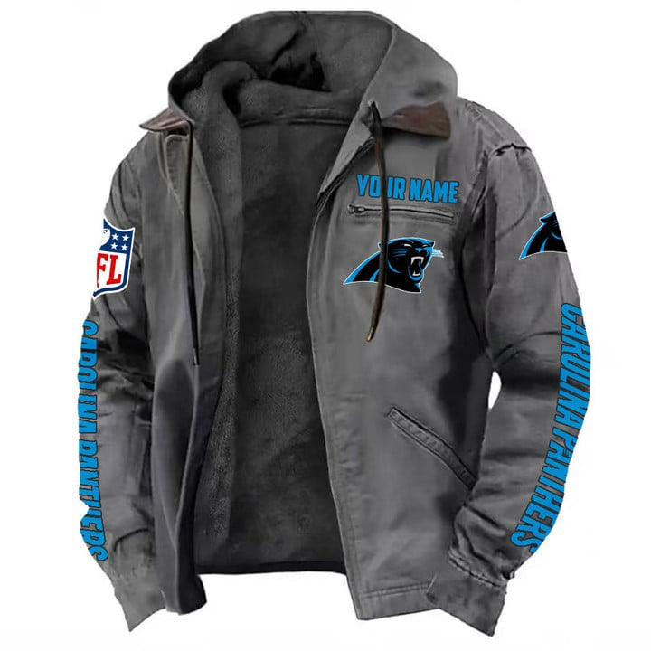 Carolina Panthers Hooded Cardigan Jacket V1 NAK