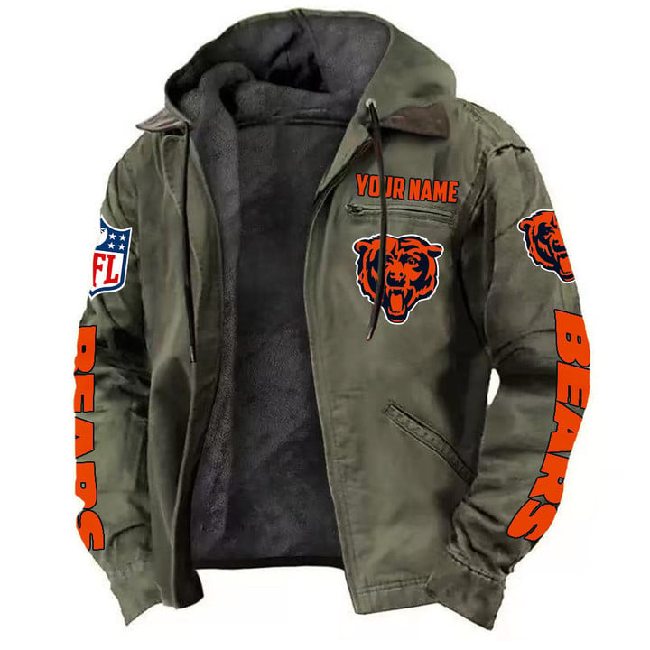 Chicago Bears Hooded Cardigan Jacket  V1 NAK