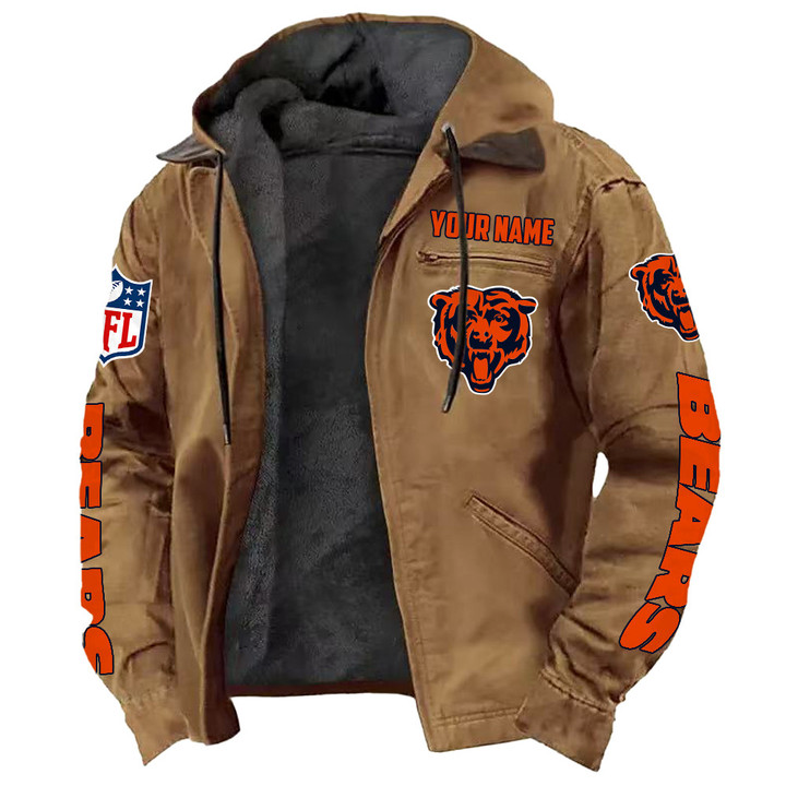 Chicago Bears Hooded Cardigan Jacket  V1 NAK
