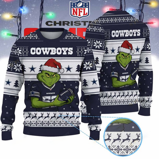 DAL X NFL Grinch Jersey Premium Ugly Sweater Xmas DATND THUONGNH