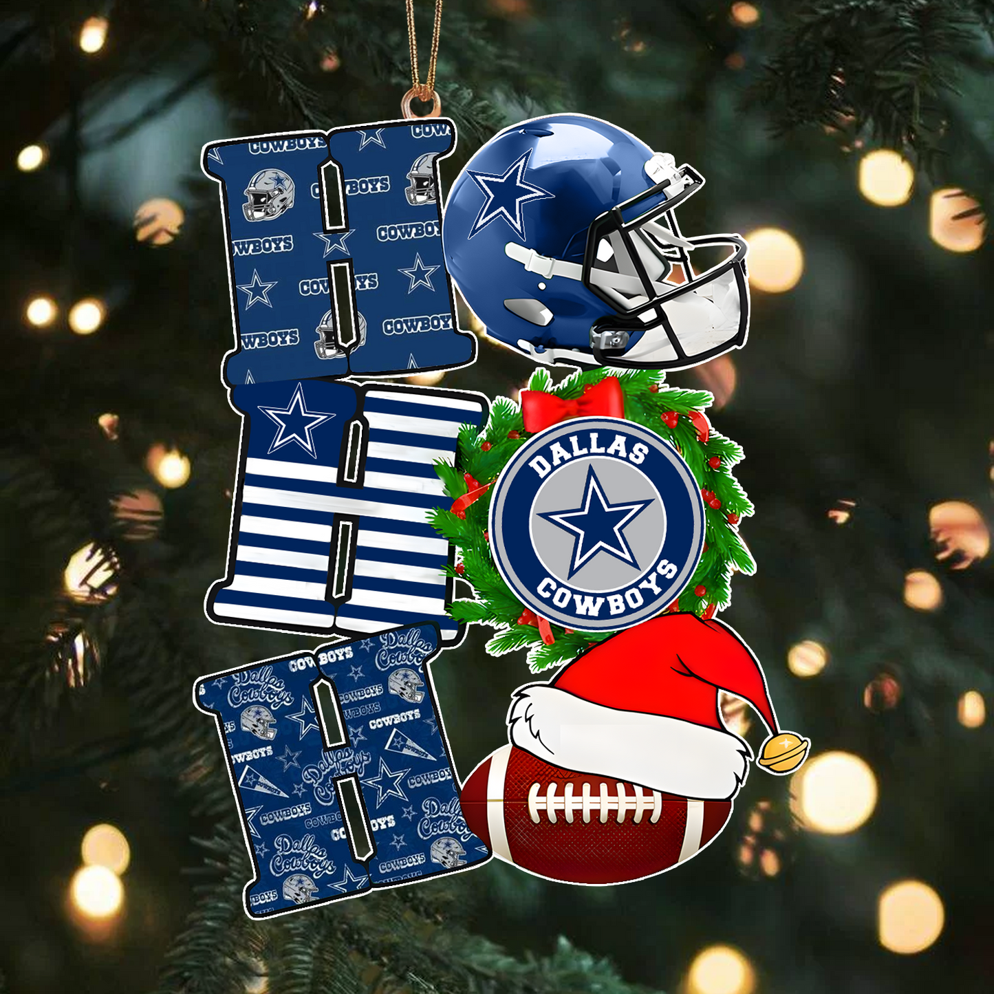 DAL x NFL Christmas Ho Ho Ho Ornament 0101 DatND ThuongNH