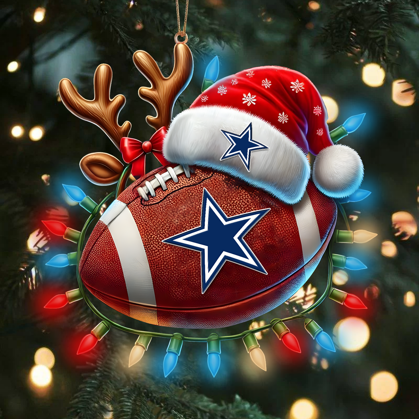 DAL x NFL Christmas Lights Football Ornament 0110 DatND ThuongNH