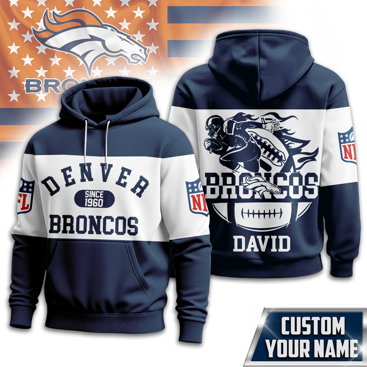 DB Premium NFL Touchdown Spirit Personalized Hoodie DDT CTND