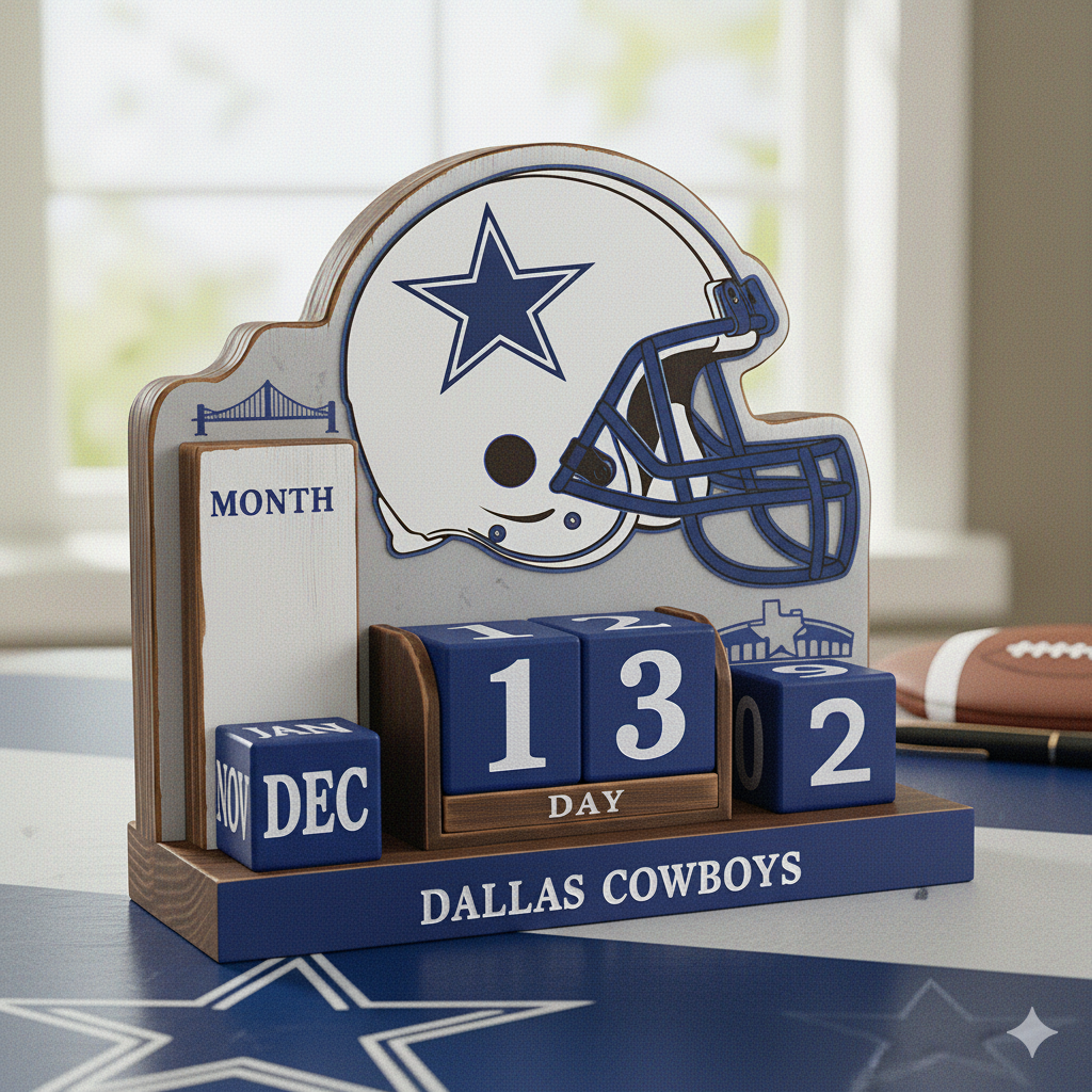 NFL Football Team Perpetural Wood Block Calendar DDT CTND