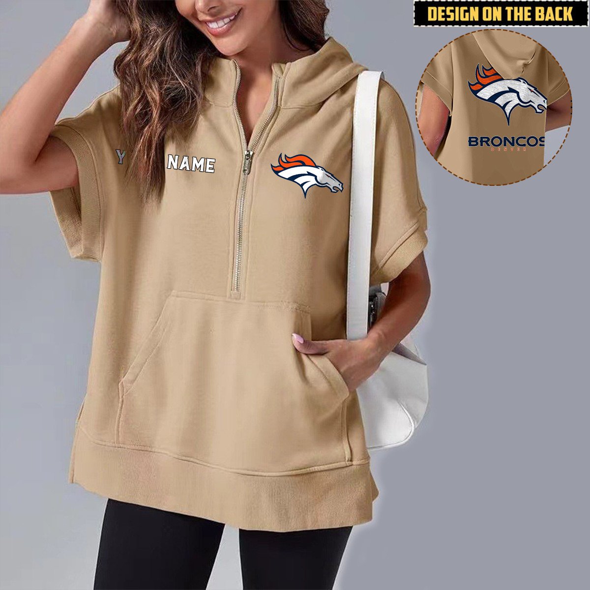 DEN x NFL Short Sleeve Zip Hoodie DATND TANTD