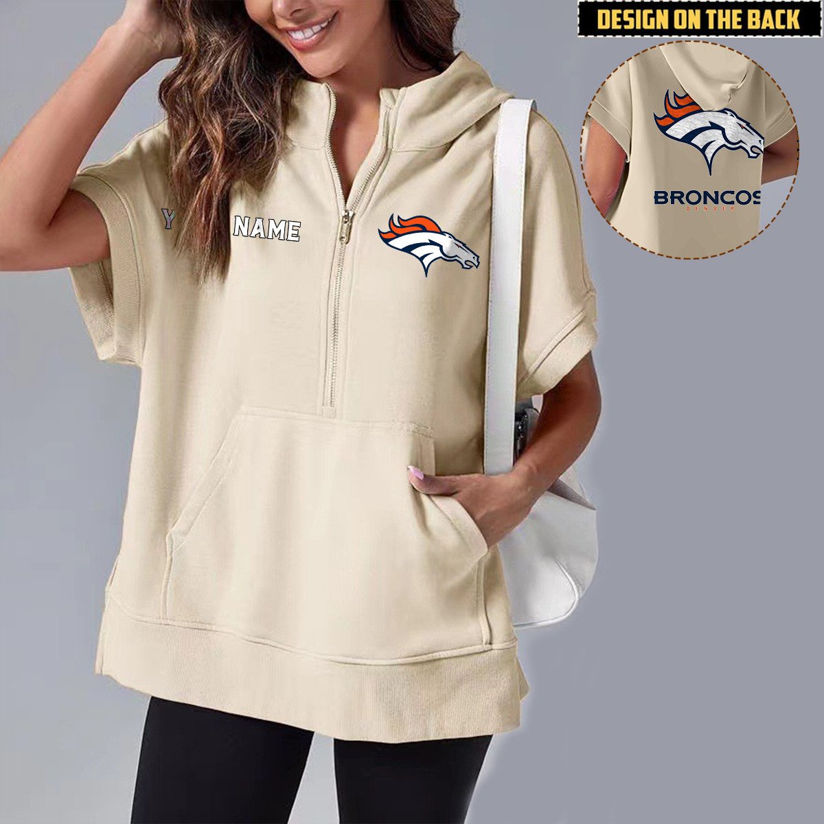 DEN x NFL Short Sleeve Zip Hoodie DATND TANTD