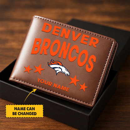 DEN Football Leather Man Black Brown Wallet Personalized Any Name DATND TANTD