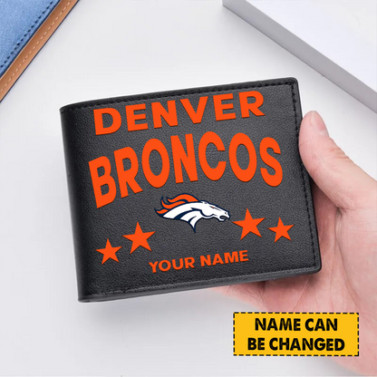 DEN Football Leather Man Black Brown Wallet Personalized Any Name DATND TANTD