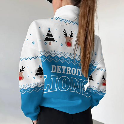 DET X NFL Women's Outdoor Casual Stand Collar Long Sleeve Pullover DATND THUONGNH