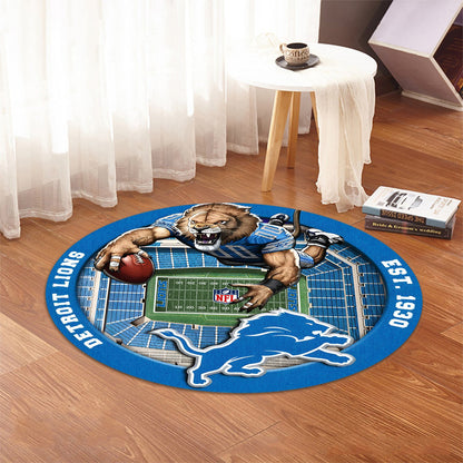 DET x NFL Luxury 3D Round Rug DatND DVT