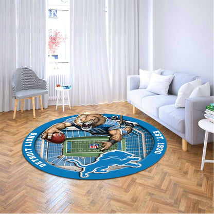 DET x NFL Luxury 3D Round Rug DatND DVT
