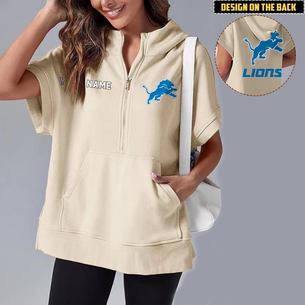 DET x NFL Short Sleeve Zip Hoodie DATND TANTD