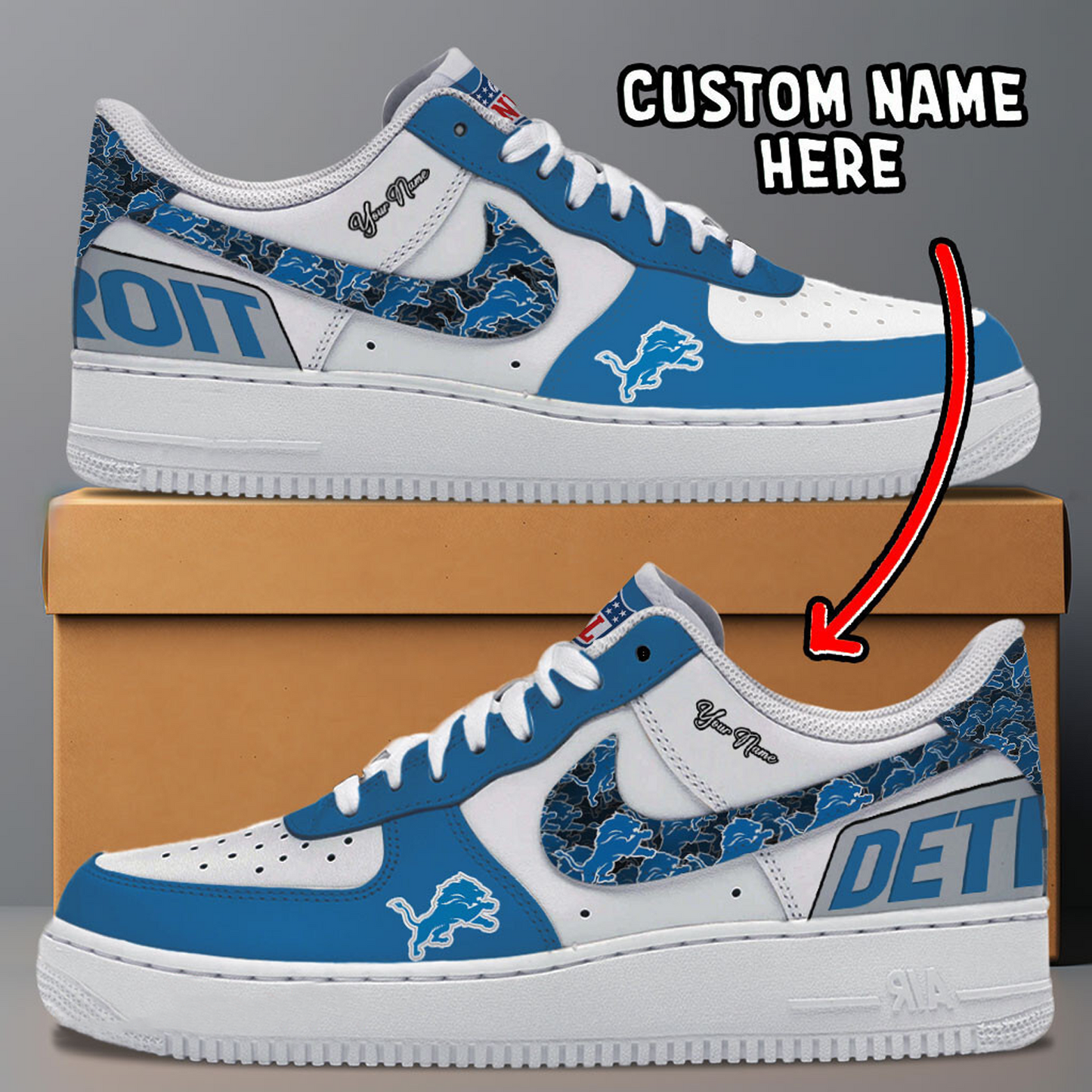 DET x NFL Trending Air Force 1 Personalized DATND TANTD