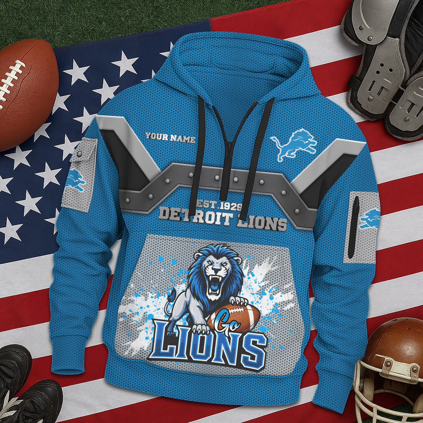 DL Premium NFL 3D Half Zip Hoodie DDT NTL