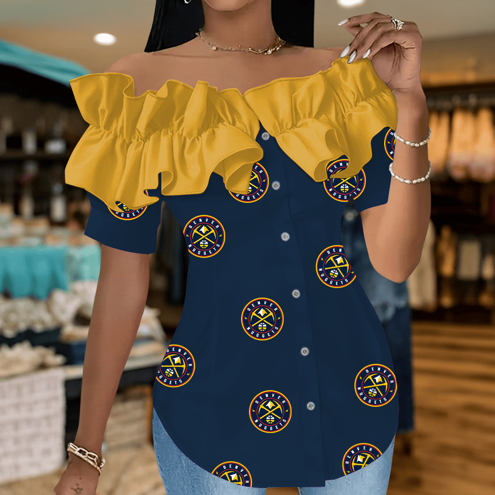 DN Premium NBA Women Ruffle Off-Shoulder Blouse DDT CTND